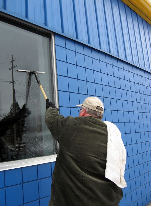Window Cleaning in Progress